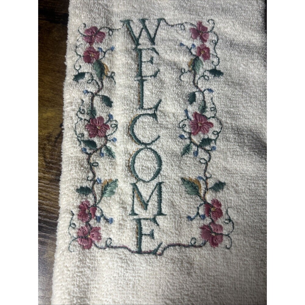 Cupboard Collection Kitchen Hand Towel Set Welcome Pansies USA Cottagecore NOS - Picture 8 of 8